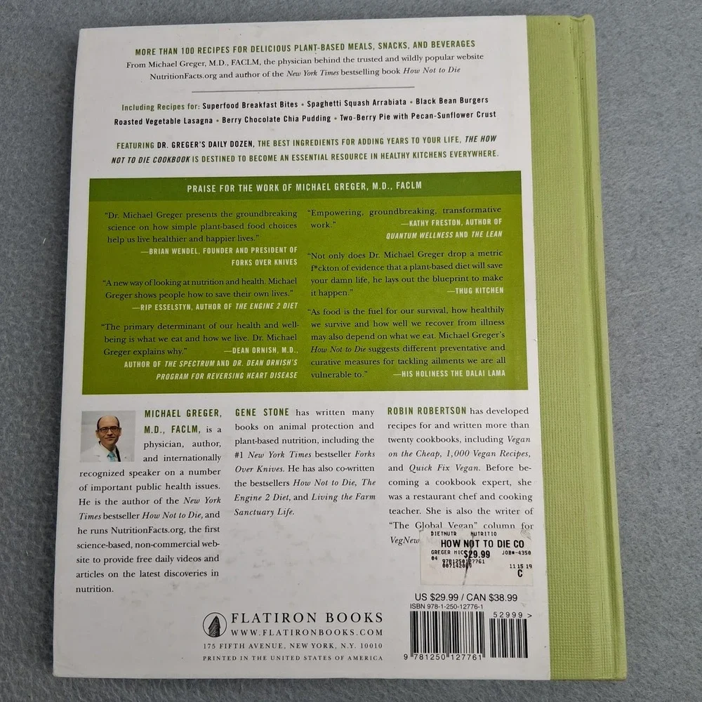 The How Not to Die Cookbook Michael Greger 2017 Hardcover